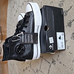 Converse glitter platform high tops NWT